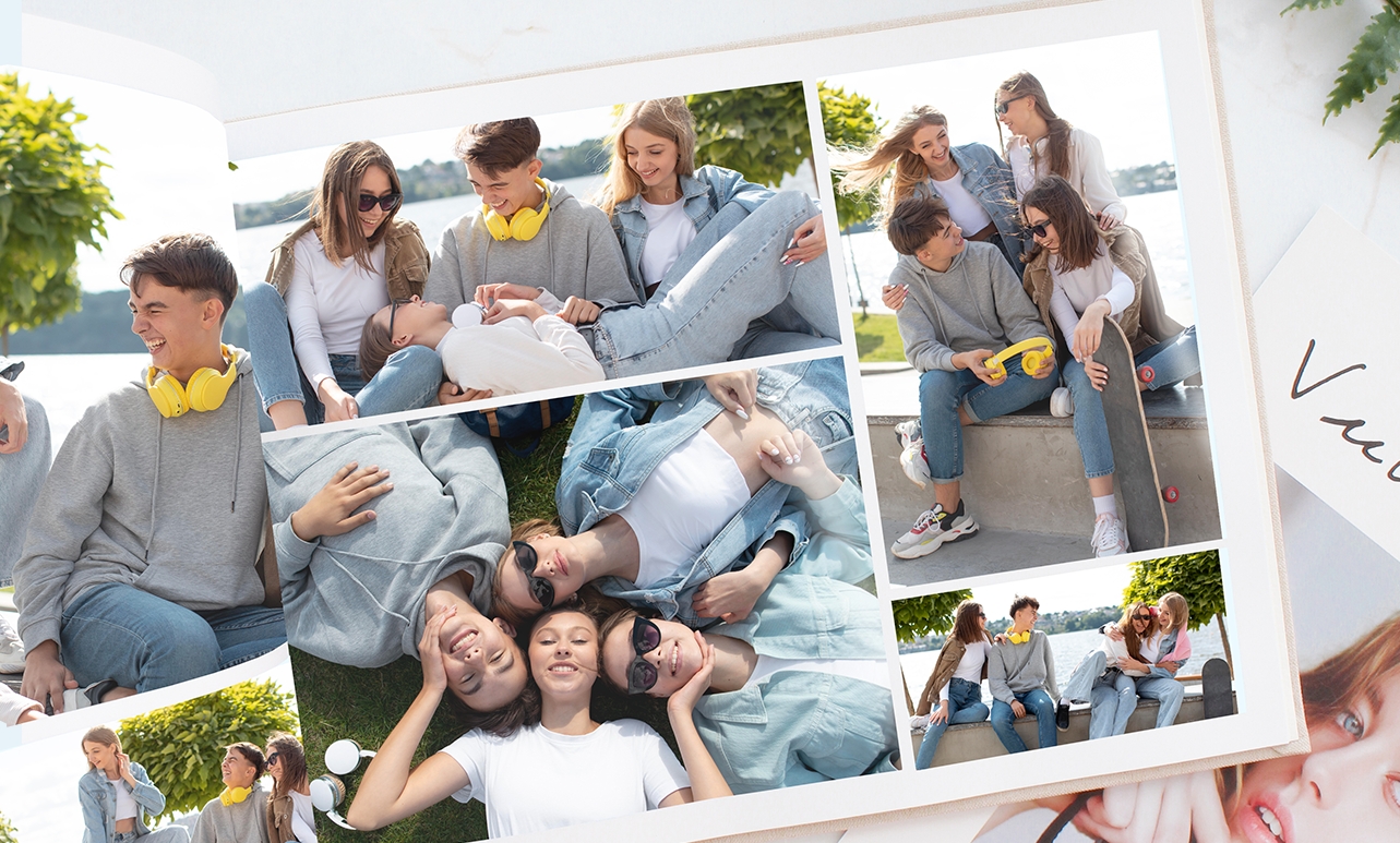 photo book prints with best friends happiest moments together in a summer holiday