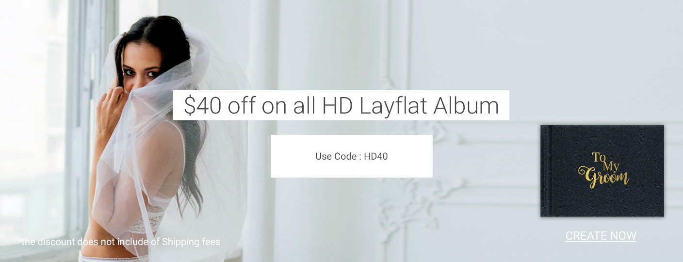 Wedding and Boudoir Layflat HD print Photo Album sale with $40 off