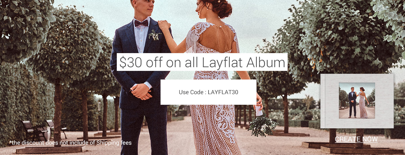 Wedding and Boudoir Layflat Photo Album sale with $30 off