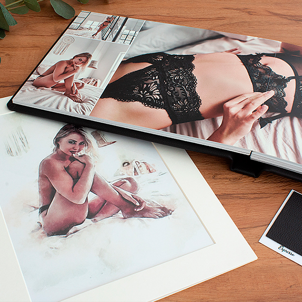 handmade boudoir album in layflat leatherette, specially made with boudoir style and theme