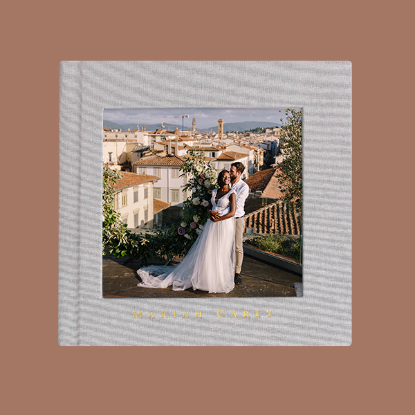 personalized wedding photo album custom cover cameo cotton fabric keepsake memory book