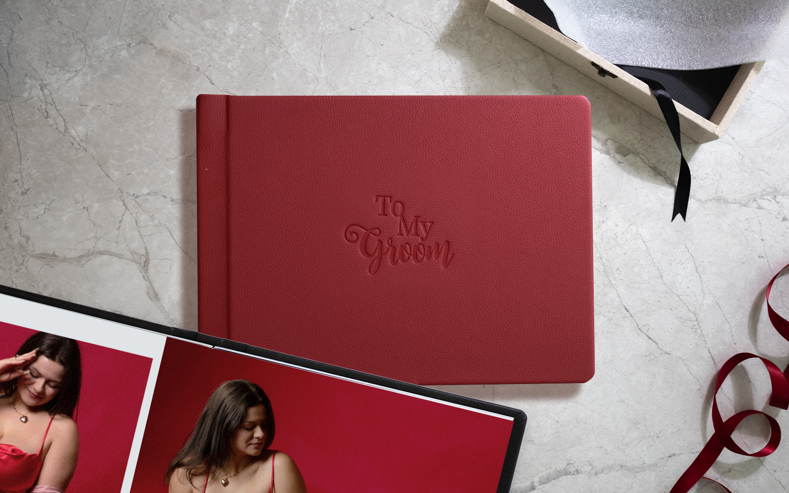 to my groom boudoir photo album romantic wedding gift personalized keepsake luxury red cover