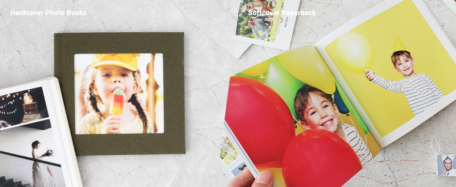 personalized hardcover photo book and softcover paperback album for kids birthday memories